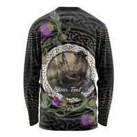 Personalised Loch Ness Monster Scotland Long Sleeve Shirt Nessie Bagpipe Scottish Thistle Celtic Knot