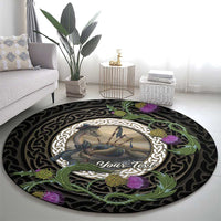 Personalised Loch Ness Monster Scotland Round Carpet Nessie Bagpipe Scottish Thistle Celtic Knot