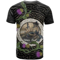 Personalised Loch Ness Monster Scotland T Shirt Nessie Bagpipe Scottish Thistle Celtic Knot