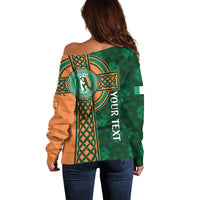 Custom Ireland Cricket Off Shoulder Sweater 2024 Celtic Shamrock Go Champions - Wonder Print Shop