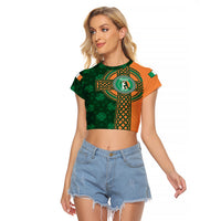 Custom Ireland Cricket Raglan Cropped T Shirt 2024 Celtic Shamrock Go Champions - Wonder Print Shop