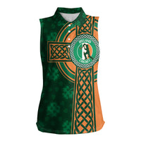 Custom Ireland Cricket Women Sleeveless Polo Shirt 2024 Celtic Shamrock Go Champions - Wonder Print Shop