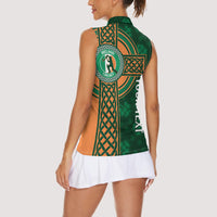 Custom Ireland Cricket Women Sleeveless Polo Shirt 2024 Celtic Shamrock Go Champions - Wonder Print Shop