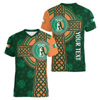 Custom Ireland Cricket Women V-Neck T-Shirt 2024 Celtic Shamrock Go Champions - Wonder Print Shop