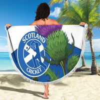 Custom Scotland Cricket Beach Blanket 2024 Scottish Thistle Flag Style - Wonder Print Shop