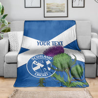 Custom Scotland Cricket Blanket 2024 Scottish Thistle Flag Style