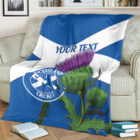 Custom Scotland Cricket Blanket 2024 Scottish Thistle Flag Style