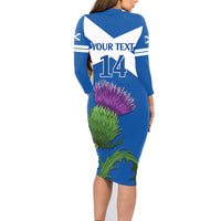 Custom Scotland Cricket Family Matching Long Sleeve Bodycon Dress and Hawaiian Shirt 2024 Scottish Thistle Flag Style - Wonder Print Shop
