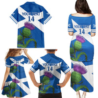 Custom Scotland Cricket Family Matching Puletasi and Hawaiian Shirt 2024 Scottish Thistle Flag Style - Wonder Print Shop