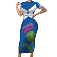Custom Scotland Cricket Family Matching Short Sleeve Bodycon Dress and Hawaiian Shirt 2024 Scottish Thistle Flag Style - Wonder Print Shop