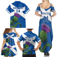 Custom Scotland Cricket Family Matching Summer Maxi Dress and Hawaiian Shirt 2024 Scottish Thistle Flag Style - Wonder Print Shop