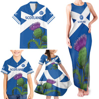 Custom Scotland Cricket Family Matching Tank Maxi Dress and Hawaiian Shirt 2024 Scottish Thistle Flag Style - Wonder Print Shop