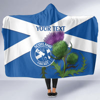 Custom Scotland Cricket Hooded Blanket 2024 Scottish Thistle Flag Style