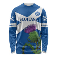 Custom Scotland Cricket Long Sleeve Shirt 2024 Scottish Thistle Flag Style - Wonder Print Shop
