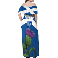 Custom Scotland Cricket Off Shoulder Maxi Dress 2024 Scottish Thistle Flag Style - Wonder Print Shop