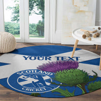 Custom Scotland Cricket Round Carpet 2024 Scottish Thistle Flag Style