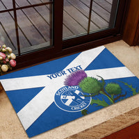 Custom Scotland Cricket Rubber Doormat 2024 Scottish Thistle Flag Style - Wonder Print Shop