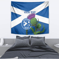 Custom Scotland Cricket Tapestry 2024 Scottish Thistle Flag Style - Wonder Print Shop