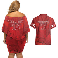 Custom Canada Cricket Couples Matching Off Shoulder Short Dress and Hawaiian Shirt 2024 Maple Leaf Go Champions - Wonder Print Shop