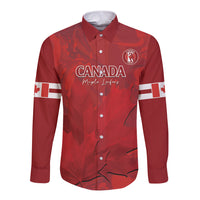 Custom Canada Cricket Long Sleeve Button Shirt 2024 Maple Leaf Go Champions - Wonder Print Shop