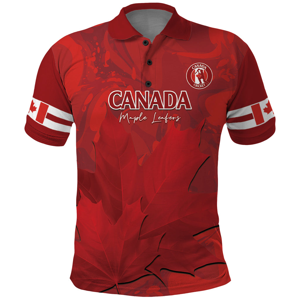 Custom Canada Cricket Polo Shirt 2024 Maple Leaf Go Champions