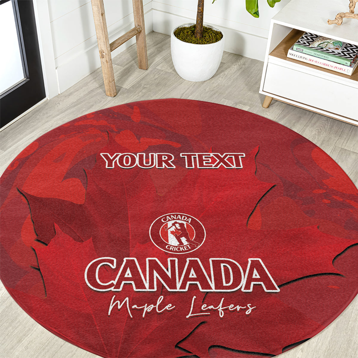 Custom Canada Cricket Round Carpet 2024 Maple Leaf Go Champions