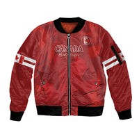 Custom Canada Cricket Sleeve Zip Bomber Jacket 2024 Maple Leaf Go Champions - Wonder Print Shop
