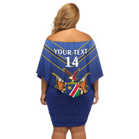 Custom Namibia Cricket Off Shoulder Short Dress 2024 Go Eagles African Pattern - Wonder Print Shop
