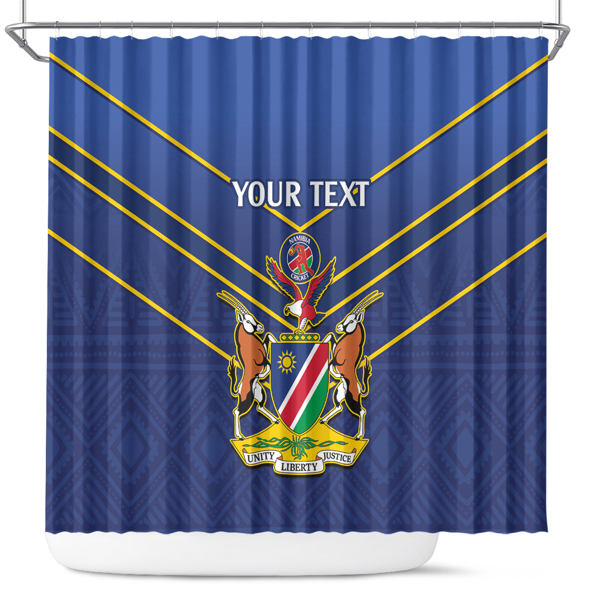 Custom Namibia Cricket Shower Curtain 2024 Go Eagles African Pattern
