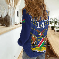 Custom Namibia Cricket Women Casual Shirt 2024 Go Eagles African Pattern - Wonder Print Shop
