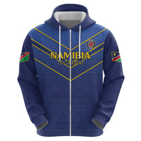 Custom Namibia Cricket Zip Hoodie 2024 Go Eagles African Pattern - Wonder Print Shop