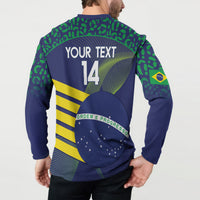 Custom Brazil Football Button Sweatshirt Summer 2024 Go Champions Selecao - Wonder Print Shop