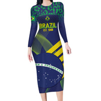 Custom Brazil Football Family Matching Long Sleeve Bodycon Dress and Hawaiian Shirt Summer 2024 Go Champions Selecao - Wonder Print Shop