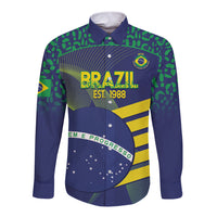 Custom Brazil Football Long Sleeve Button Shirt Summer 2024 Go Champions Selecao - Wonder Print Shop