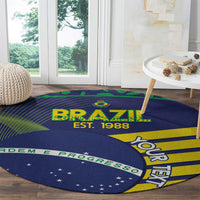 Custom Brazil Football Round Carpet Summer 2024 Olympic Go Champions Selecao