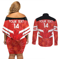 Custom Canada Soccer Couples Matching Off Shoulder Short Dress and Long Sleeve Button Shirt Summer 2024 Go Champions Canucks - Wonder Print Shop