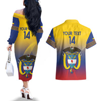 Custom Colombia Football Couples Matching Off The Shoulder Long Sleeve Dress and Hawaiian Shirt Summer 2024 Las Chicas Superpoderosas - Wonder Print Shop