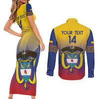 Custom Colombia Football Couples Matching Short Sleeve Bodycon Dress and Long Sleeve Button Shirt Summer 2024 Las Chicas Superpoderosas - Wonder Print Shop