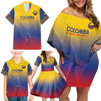 Custom Colombia Football Family Matching Off Shoulder Short Dress and Hawaiian Shirt Summer 2024 Las Chicas Superpoderosas - Wonder Print Shop