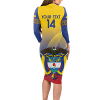 Custom Colombia Football Long Sleeve Bodycon Dress Summer 2024 Las Chicas Superpoderosas - Wonder Print Shop