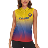 Custom Colombia Football Women Sleeveless Polo Shirt Summer 2024 Las Chicas Superpoderosas - Wonder Print Shop