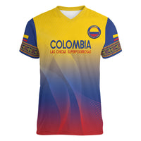 Custom Colombia Football Women V-Neck T-Shirt Summer 2024 Las Chicas Superpoderosas - Wonder Print Shop