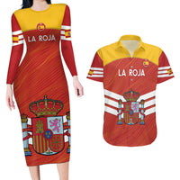 Custom Spain Football Couples Matching Long Sleeve Bodycon Dress and Hawaiian Shirt Summer 2024 La Roja - Wonder Print Shop