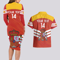 Custom Spain Football Couples Matching Long Sleeve Bodycon Dress and Hawaiian Shirt Summer 2024 La Roja - Wonder Print Shop