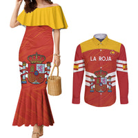 Custom Spain Football Couples Matching Mermaid Dress and Long Sleeve Button Shirt Summer 2024 Olympic La Roja