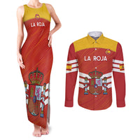 Custom Spain Football Couples Matching Tank Maxi Dress and Long Sleeve Button Shirt Summer 2024 La Roja - Wonder Print Shop