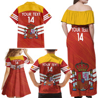 Custom Spain Football Family Matching Off Shoulder Maxi Dress and Hawaiian Shirt Summer 2024 La Roja - Wonder Print Shop