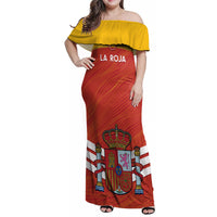 Custom Spain Football Family Matching Off Shoulder Maxi Dress and Hawaiian Shirt Summer 2024 La Roja - Wonder Print Shop