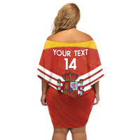 Custom Spain Football Family Matching Off Shoulder Short Dress and Hawaiian Shirt Summer 2024 La Roja - Wonder Print Shop