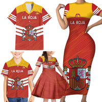 Custom Spain Football Family Matching Short Sleeve Bodycon Dress and Hawaiian Shirt Summer 2024 La Roja - Wonder Print Shop